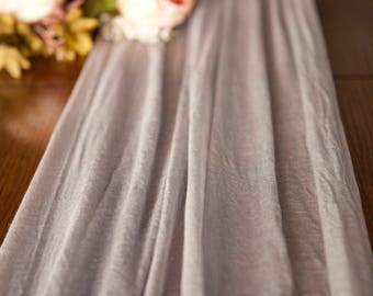 Dove Gray Gauze Cheesecloth Table Runner Weddings Special Events Centerpiece Decor Hand Dyed Cotton Scrim Cheesecloth Runner Length Choice