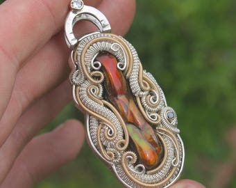 Aganju // Fire Agate wire wrapped pendant // Tendai Designs // Grateful Dead // statement jewelry // heady wire wrap // perfect gift // art