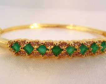 On sale -Emerald Bangle Bracelet, Emerald Kada, Indian Jewelry, Bridesmaid Gift