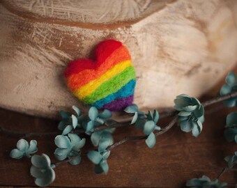 Felted Mini Rainbow Heart Stuffie Photography Prop Newborn Props Baby