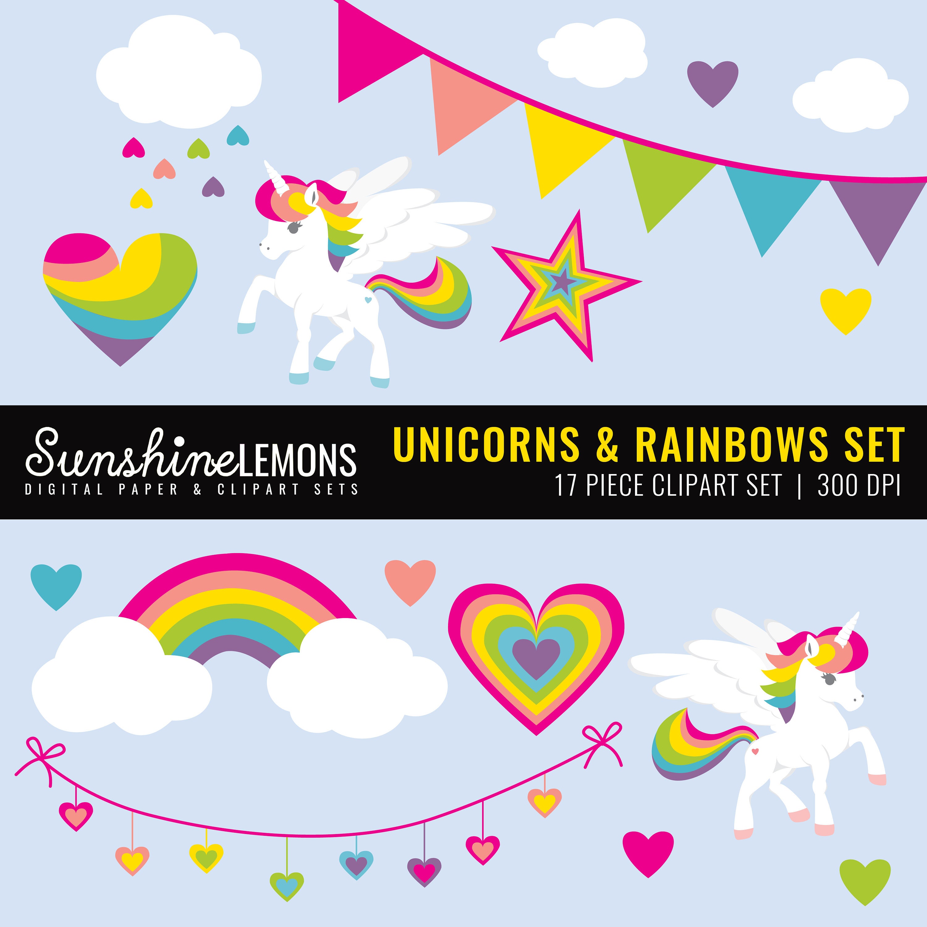Unicorns and Rainbows Clipart Unicorn Clipart Rainbow