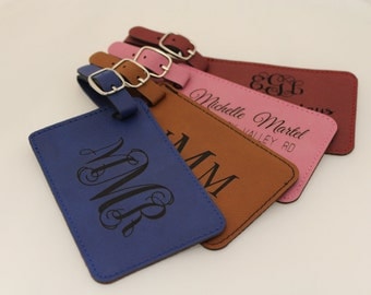 Luggage, Tag, Leatherette, Personalized, Engraved, Travel, Suitcase, ID, Monogram, Vegan, Gifts for Him, Gifts for Her, Identification