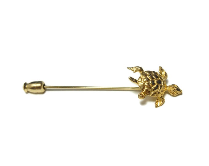 FREE SHIPPING Turtle stickpin, gold turtoise stick pin, finely detailed, hat pin