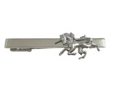 Silver Toned Textured Unicorn Square Tie Clip