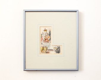Vintage Alice in Wonderland Signed Framed Original Illustration Print - 1911