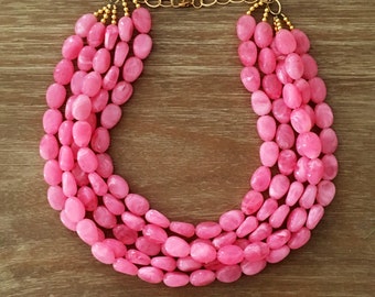 Statement Necklace Bridesmaid Jewelry JACKIE O PINK NECKLACE Wedding Jewelry Statement Jewlery Pink Necklace