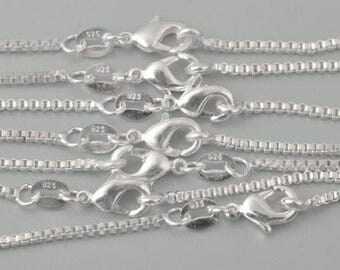 Sterling Silver BOX Necklace Chain (1pc) - 1.5mm Thick - Pick Size 16" through 30" - Finished Necklace - Lobster Clasp - 925 Stamped