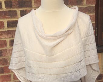 Ivory Wedding Wrap - Bridal Cape, Bridal Shawl, Wedding Shug, Wedding Cover up,Ivory Bridal Cape - Ivory Silk Shawl - Evening dress Shawl
