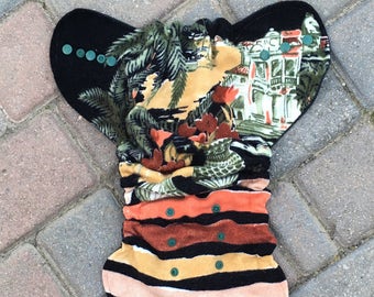One Size Wool Cloth Diaper Cover/Nappy Cover/Soaker/Wool Wrap - Flowers and Palm Trees (One-size fits most)