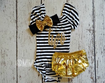 Second Birthday leotard- white an black stripes leotard- 2nd birthday leotard- baby girl leotard- 2 birthday leotard-Second birthday leotard