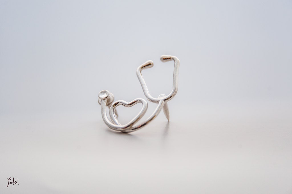 A heart stethoscope pin unique pin medical jewellery