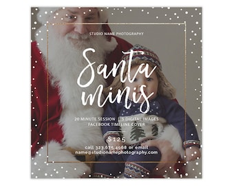 Santa Mini Session Template, Holiday Mini Session Template, Christmas Photography Marketing Template, Photoshop Templates AD232