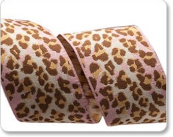 SAVE on 2.8 yd. spool end--Anna Maria Horner 1.5" ribbon--Pink/Brown Ombre Leopard
