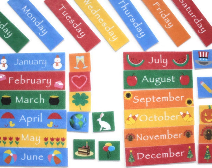 Waldorf Preschool Calendar for Kids - Felt Calendar, Montessori Kids Calendar, Felt Board Story, Days of the Week, Homeschool Curriculum
