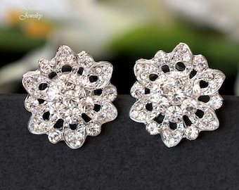 Crystal Stud Earrings Bridal Wedding Earrings Rhinestone Flower Earrings Bridesmaid Crystal Earrings Bridesmaid Gift Crystal Studs AVA