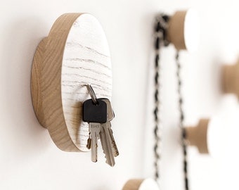 Key holder, wall hook, 2 in 1, magnetic key rack, coat hook, modern entryway decor
