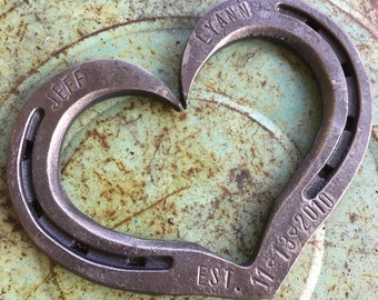 6th Anniversary Gift. Personalized horseshoe heart. Iron Anniversary Gift. Wedding gift. 11th Anniversary gift. Country Wedding Gift