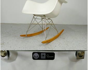 mid century modern white authentic Herman Miller Charles Eames Vitra plastic arm rocking chair