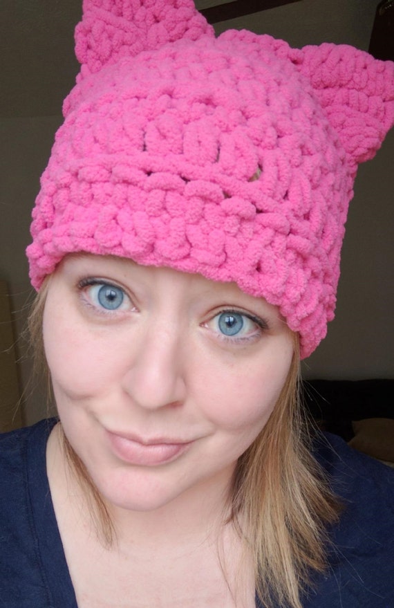 Pink Pussy Hat Project Crochet Pink Kitty Cat Hat Chunky Cat