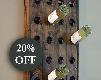 Wedding Gift Wine Rack - Wall Hanging Wine Rack - Riddling Rack - Wine Rack - Wine Bottle - Wine Glass - Champagne - Wine Storage Sale