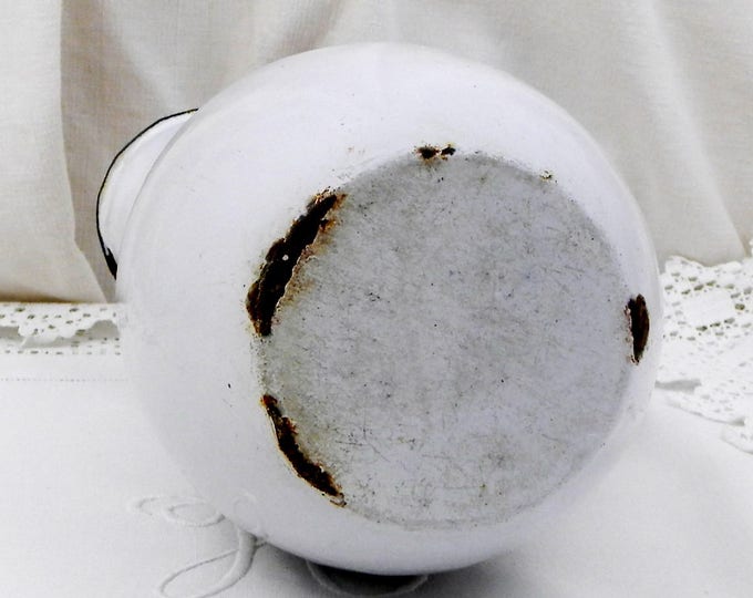 Antique Chippy Enamelware Pitcher from France, Enamel Jug / Vase, Rustic, Shabby, Chateau, Cottage, Chic, French, Country, Decor, Vintage