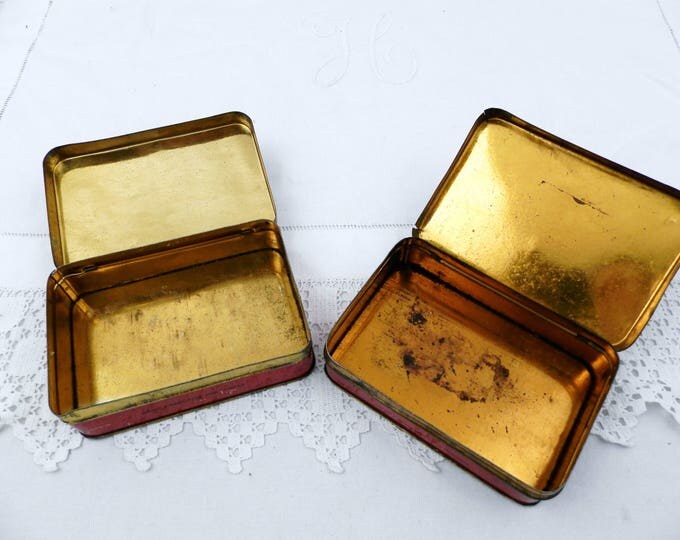 2 Vintage French Matching Metal Tobacco Tins "Scaferlati Levant" Red and Gold Graphics and Pattern, French Decor, Matching Pair, Retro Tin 2 Vintage French Matching Metal Tobacco Tins "Scaferlati Levant" Red and Gold Graphics and Pattern, French Decor, Matching Pair, Retro Tin