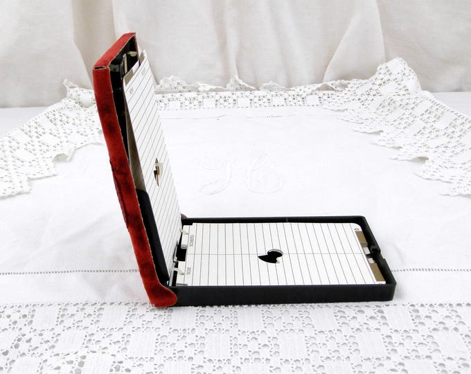 Vintage Mid Century Telephone Dial Pop Up Unused Address Book, Red Velvet Covered Phone Number Book, 1960s, 1970s, Retro, Office, Desk, Home