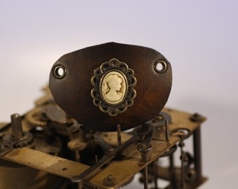 steampunk leather eye patch ,cameo (made to order)