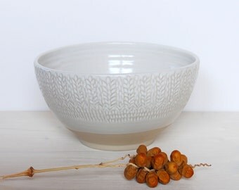 Stoneware bowl Faceted bowl Serving bowl Handmade bowl White ceramic bowl Ceramic and pottery Clay bowl Salad bowl Dining and serving