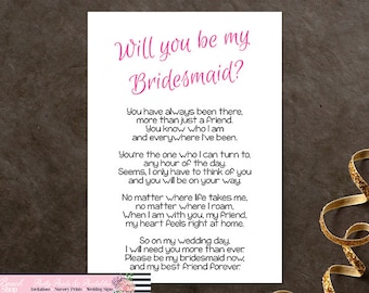 Bridesmaid poem | Etsy