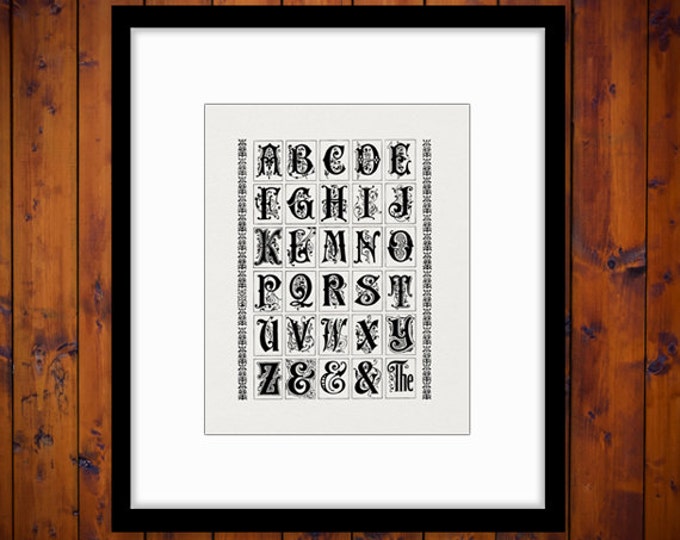 Digital Embellished Alphabet Graphic Image Medieval Script Printable Letters Collage Sheet Art Antique Clip Art Jpg Png HQ 300dpi No.673