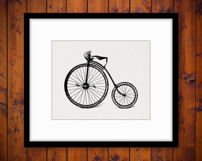 Antique High Wheel Bicycle Printable Digital Download Illustration Image Graphic Vintage Clip Art Jpg Png Eps HQ 300dpi No.3308