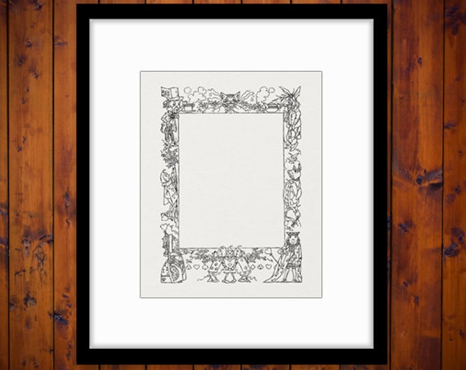 Printable Graphic Alice in Wonderland Border Digital Frame Image Download Vintage Clip Art Jpg Png Eps HQ 300dpi No.2488