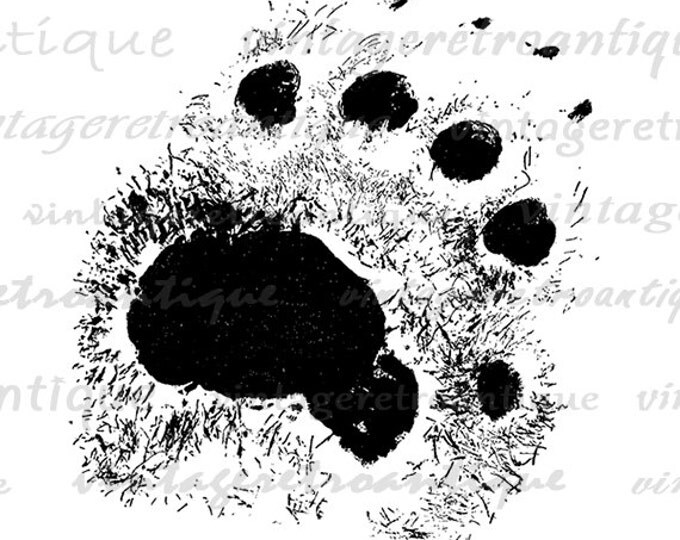 Bear Paw Print Image Digital Graphic Claw Download Illustration Printable Vintage Clip Art Jpg Png Eps HQ 300dpi No.1134