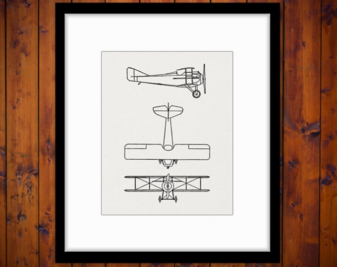 Printable Image Scout Airplane Digital Biplane Illustration Download Graphic Vintage Clip Art Jpg Png Eps HQ 300dpi No.1675