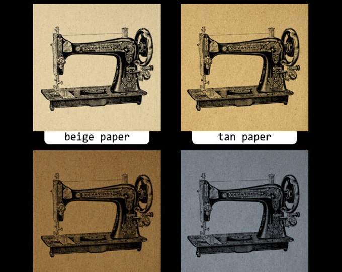 Printable Sewing Machine Digital Image Illustrated Download Graphic Vintage Clip Art Jpg Png Eps HQ 300dpi No.1221