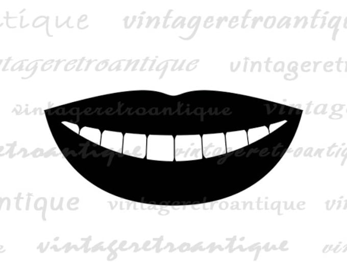 Printable Digital Smiling Mouth Graphic Smile Icon Download Image Antique Clip Art Jpg Png Eps HQ 300dpi No.4393