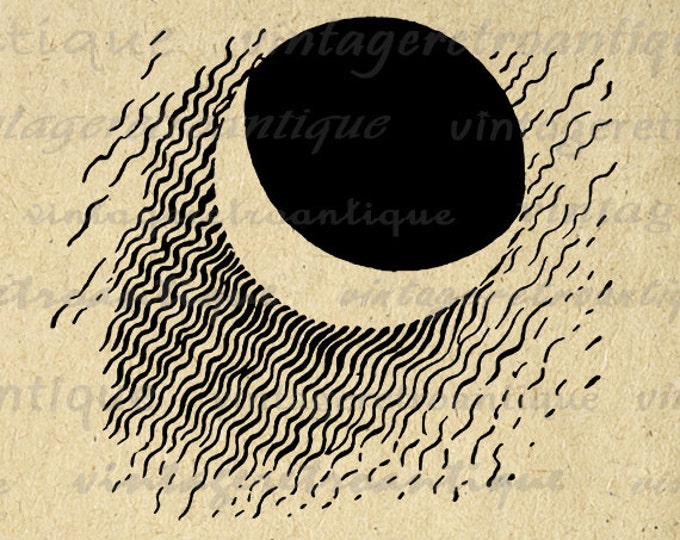 Printable Image Crescent Moon Graphic Night Download Illustration Digital Vintage Clip Art for Transfers etc HQ 300dpi No.823