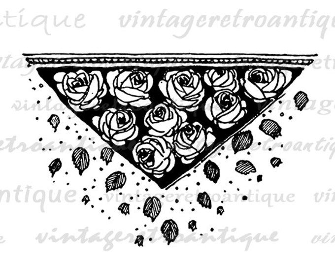 Printable Image Rose Flowers with Leaves Digital Graphic Download Antique Clip Art Jpg Png Eps HQ 300dpi No.2340