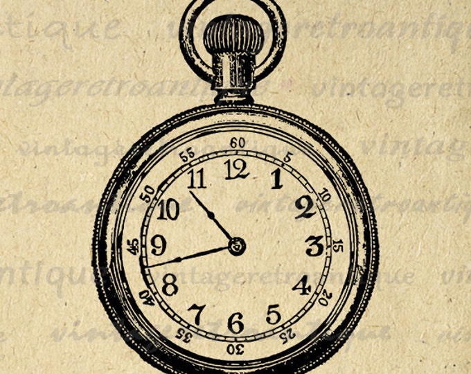 Printable Image Pocket Watch Graphic Pocketwatch Illustration Digital Download Antique Clip Art Jpg Png Eps HQ 300dpi No.1447