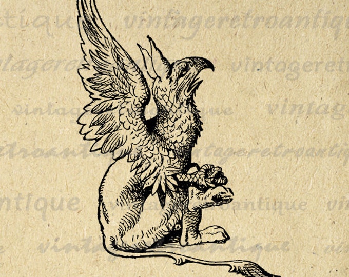 Alice in Wonderland Gryphon Image Graphic Digital Printable Illustration Download Vintage Clip Art Jpg Png Eps HQ 300dpi No.1829