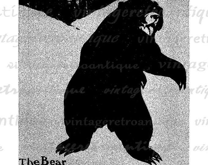 Bear Illustration Digital Image Download Printable Graphic Vintage Clip Art HQ No.2048