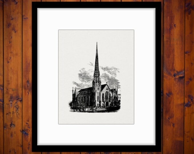 Printable Graphic Antique Church Image Digital Download Artwork Vintage Clip Art for Transfers Making Prints etc HQ 300dpi No.2944