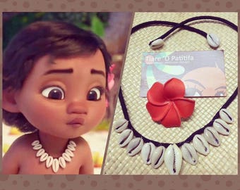 Baby Moana Inspired Set. 1 Necklace & 1 Plumeria Flower Only. Perfect For Luau, Birthday Party, Wedding. Moana Set Is Perfect Foa All Ages