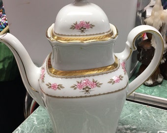 Bavaria Pink Roses Gold Vintage Coffee Pot