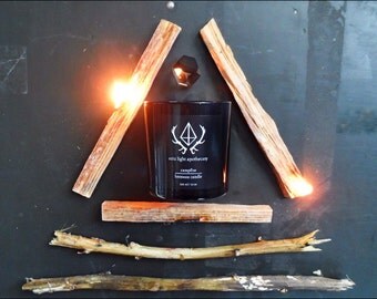 Campfire Candle 10 oz. Handmade Woodsmoke Beeswax Candle / Woodsmoke Candle from Aziz Light Apothecary