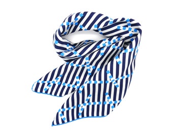 Silk Scarf 'Breton Signal' Design with Rolled Edges