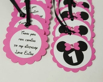 Minnie mouse birthday - minnie mouse party - minnie mouse gift tags - minnie mouse decorations - minnie mouse favors - minnie mouse tags