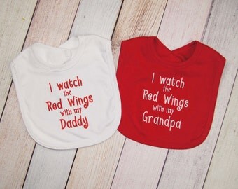 Detroit Red Wings Baby Girl - Red Wings Baby Boy - Detroit Red Wings Hockey Fan Baby Embroidered Burp Cloth - Red Wings Baby - New Dad Gift