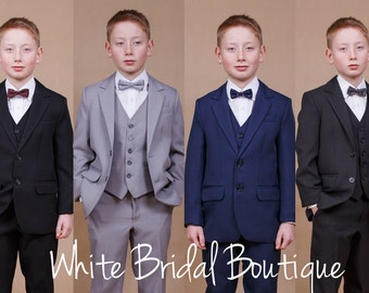 4 pcs. boy suit Wedding boy suit Ring bearer outfit Boy vest Communion suit Confirmation suit Wedding navy suit Teeneger suit Graduate suit